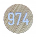 30mm Plastic engraved numbered key disc, Wood Grain Effect / White number - No Hole
