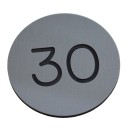 30mm Premium Colour Plastic engraved numbered locker/door disc, silver/grey, black number - No Hole