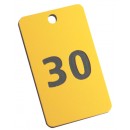 Yellow with black numbered tag, 50mm x 30mm